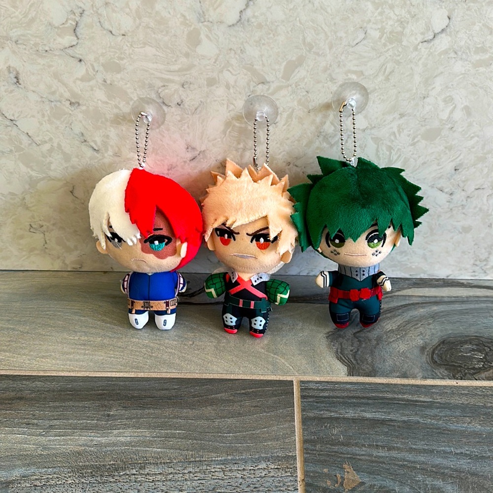 Todoroki Bakugo and Deku suction cup keychains